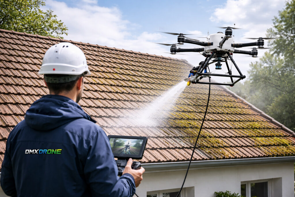 demoussage nettoyage toiture drone val d'oise